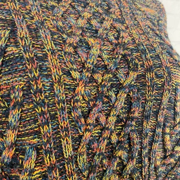 Y2K Faded Glory Multicolored Cable Knit Crewneck Sweater Size L - Picture 4 of 9